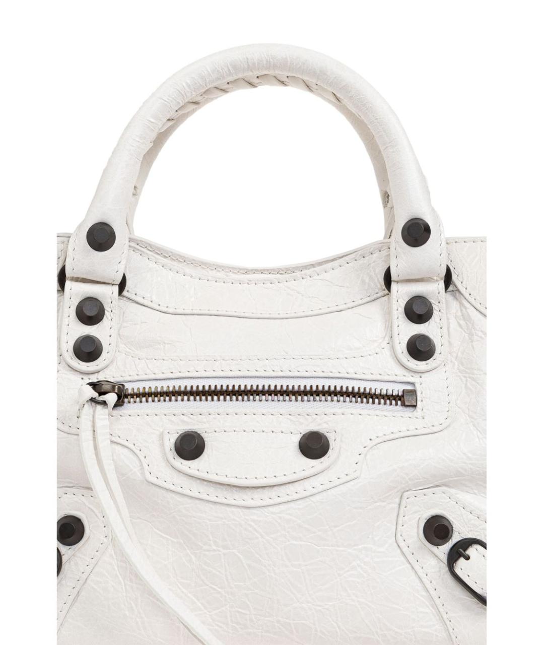 BALENCIAGA Белая кожаная сумка тоут, фото 6