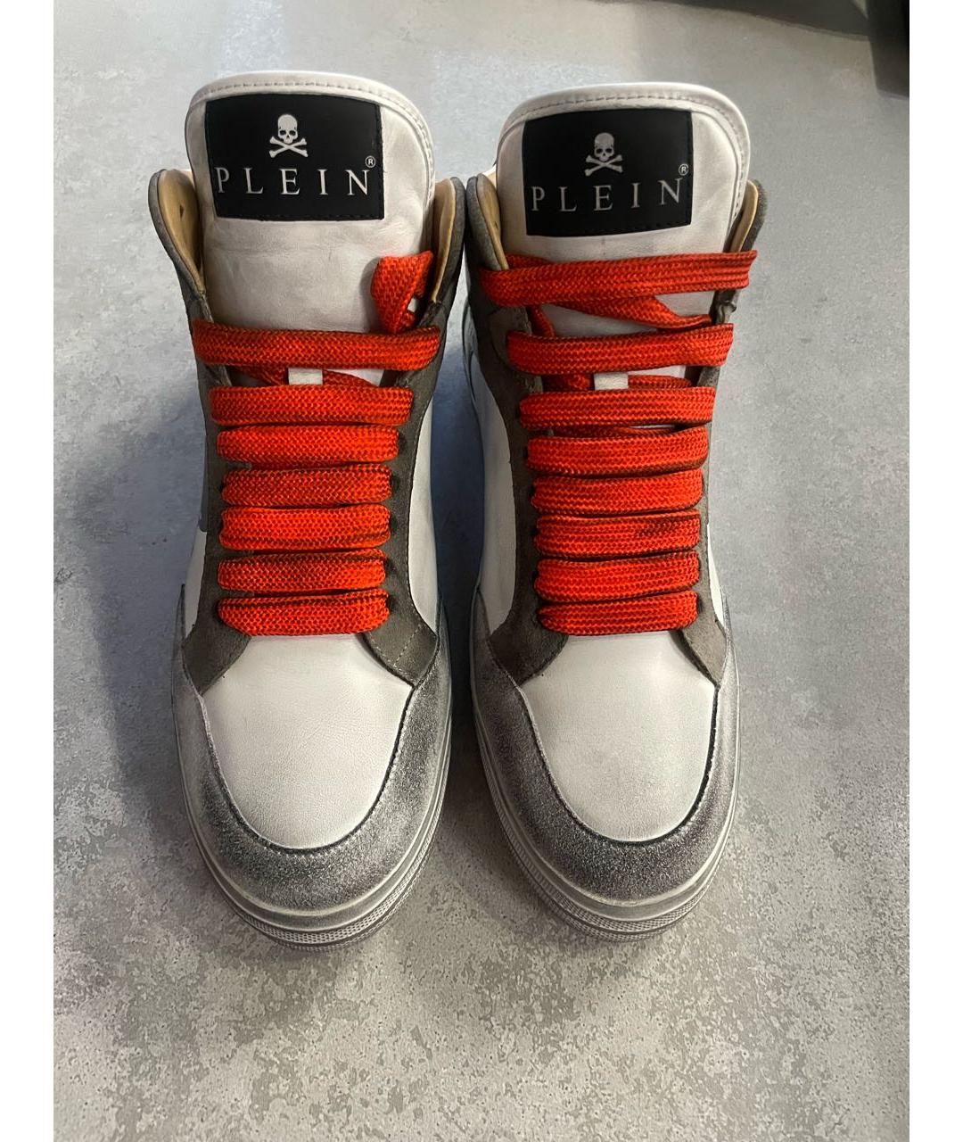 PHILIPP PLEIN Белые кожаные кроссовки, фото 2