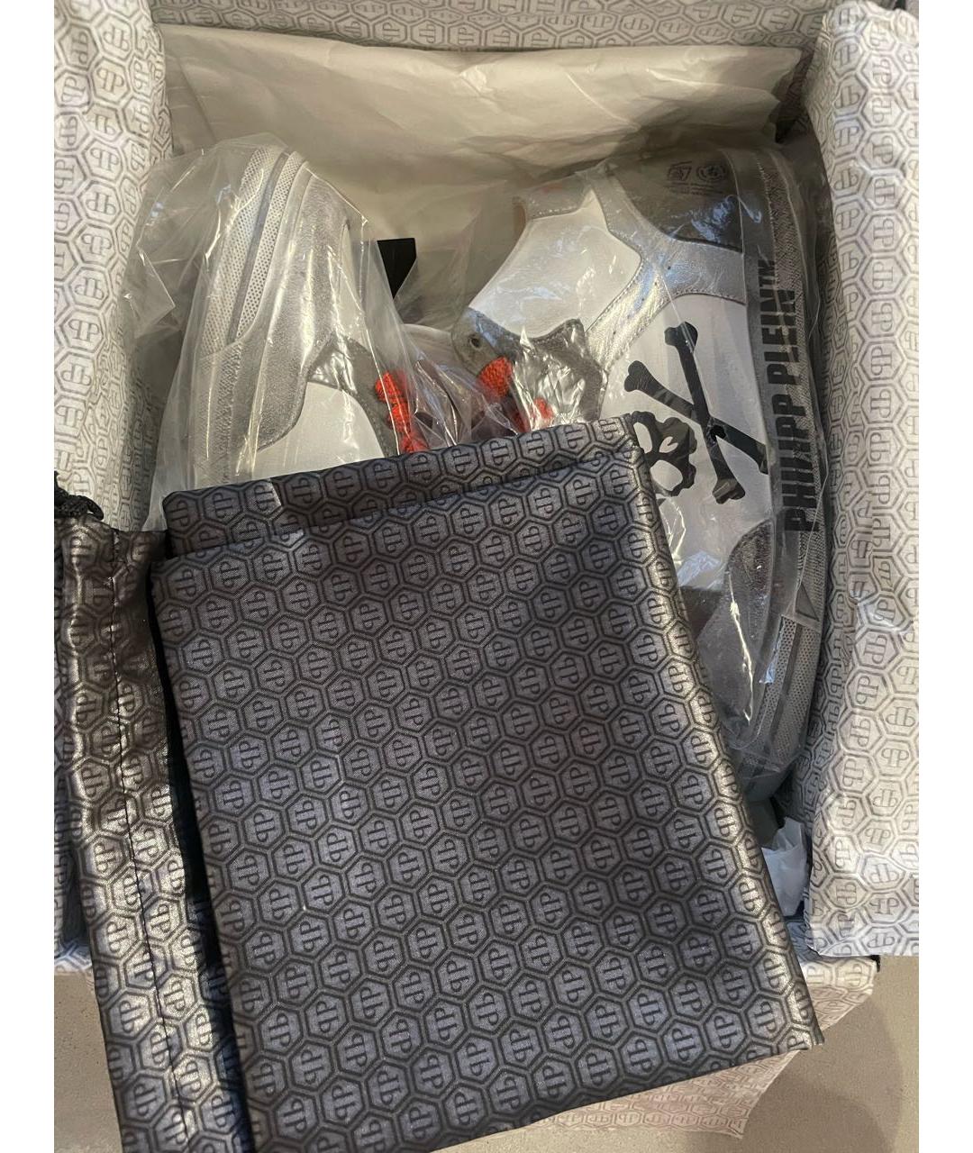 PHILIPP PLEIN Белые кожаные кроссовки, фото 7