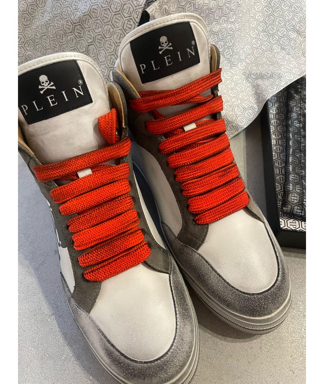 PHILIPP PLEIN Белые кожаные кроссовки, фото 5