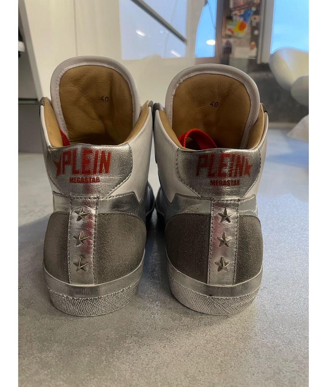 PHILIPP PLEIN Белые кожаные кроссовки, фото 4