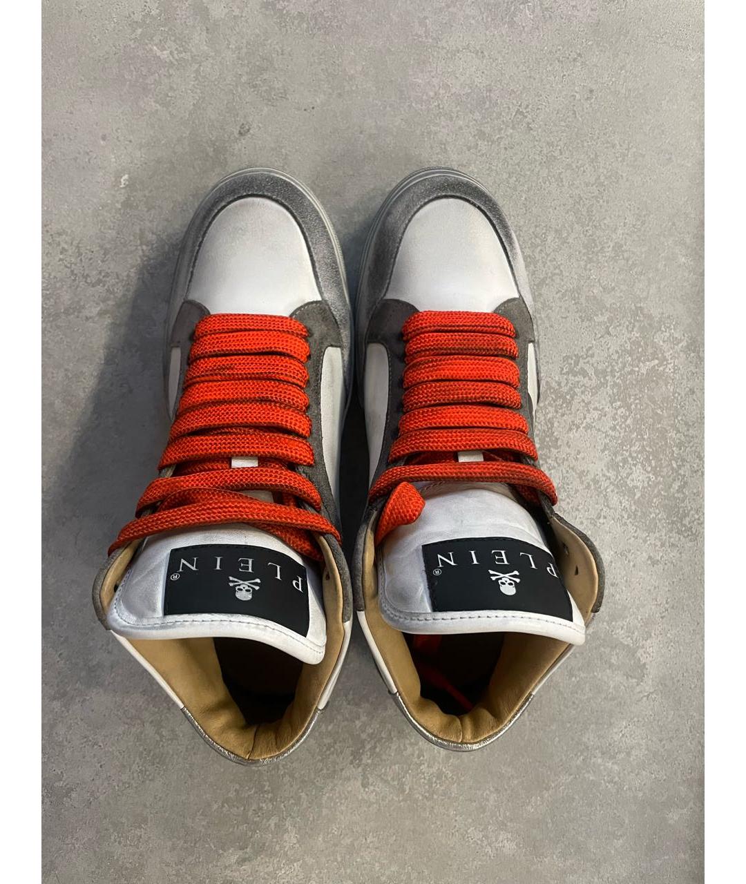 PHILIPP PLEIN Белые кожаные кроссовки, фото 3