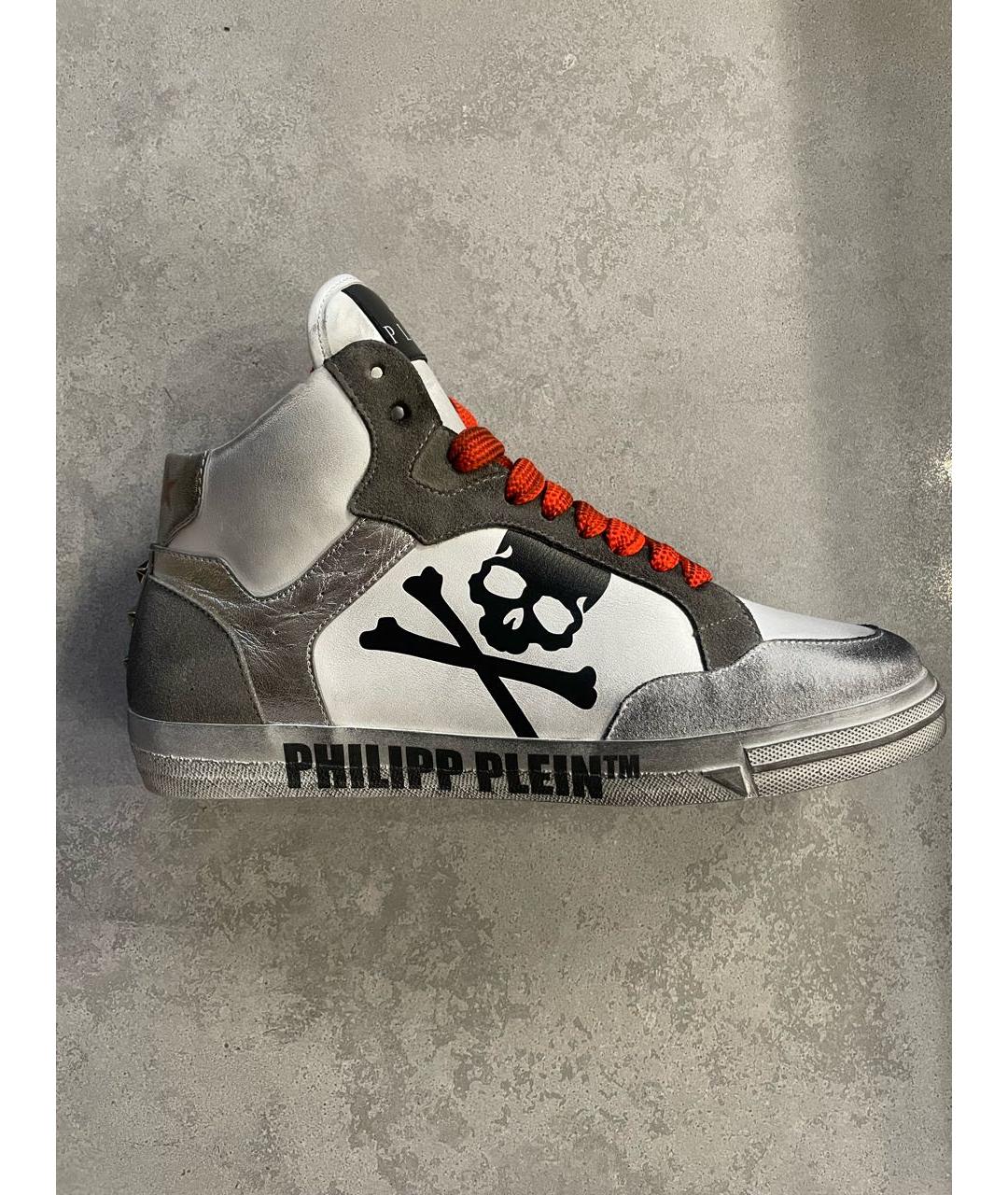 PHILIPP PLEIN Белые кожаные кроссовки, фото 8