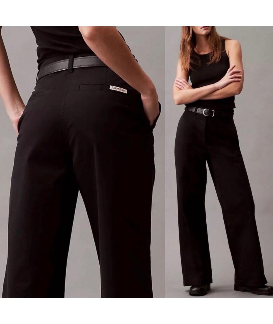 CALVIN KLEIN Черные хлопковые брюки широкие, фото 2