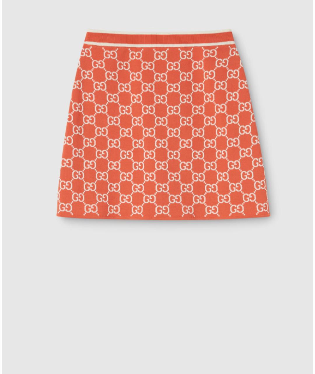 GUCCI Оранжевая хлопковая юбка мини, фото 4