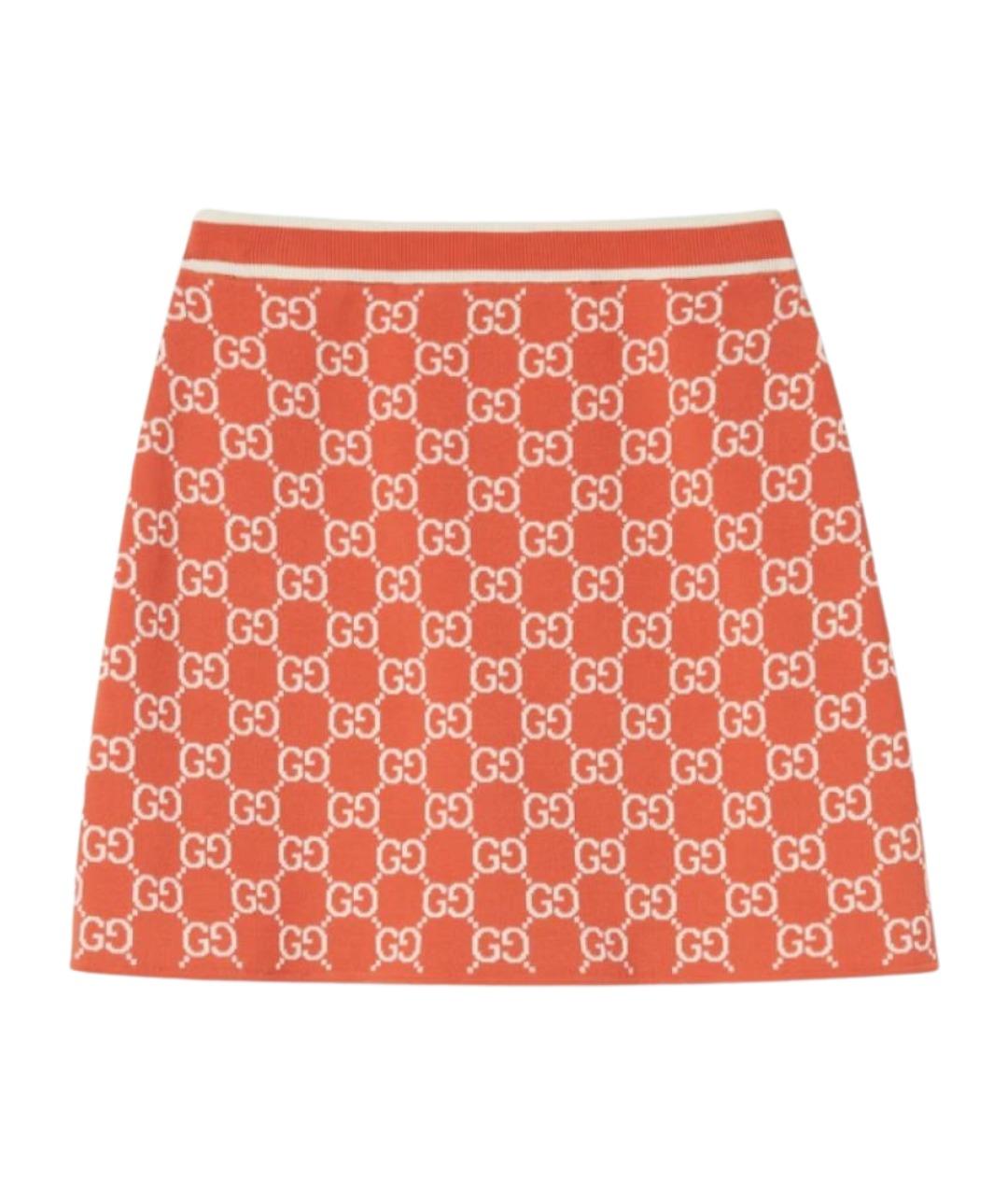 GUCCI Оранжевая хлопковая юбка мини, фото 1