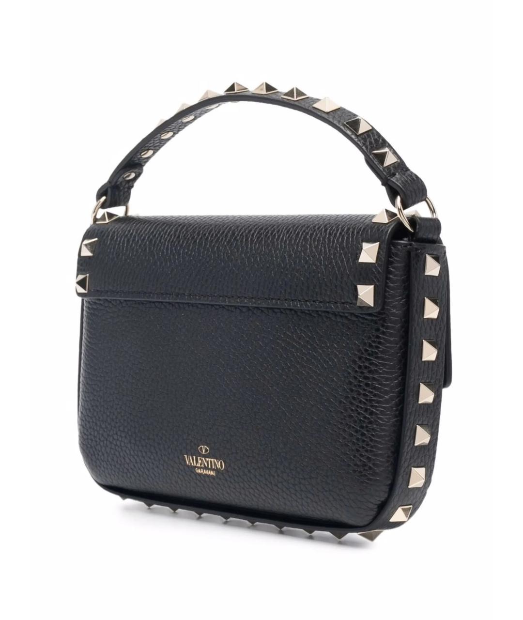 VALENTINO Черная кожаная сумка с короткими ручками, фото 3