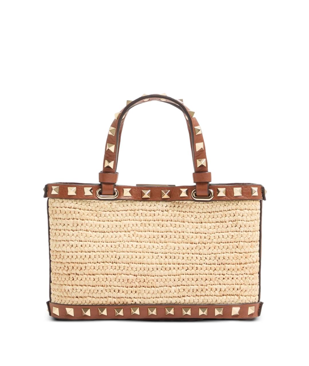 VALENTINO Бежевая пелетеная сумка тоут, фото 3