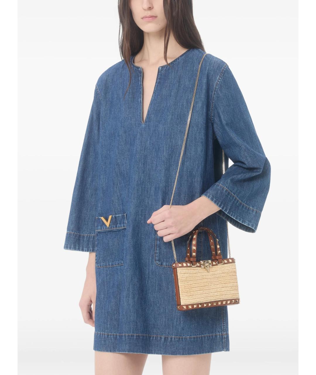 VALENTINO Бежевая пелетеная сумка тоут, фото 2