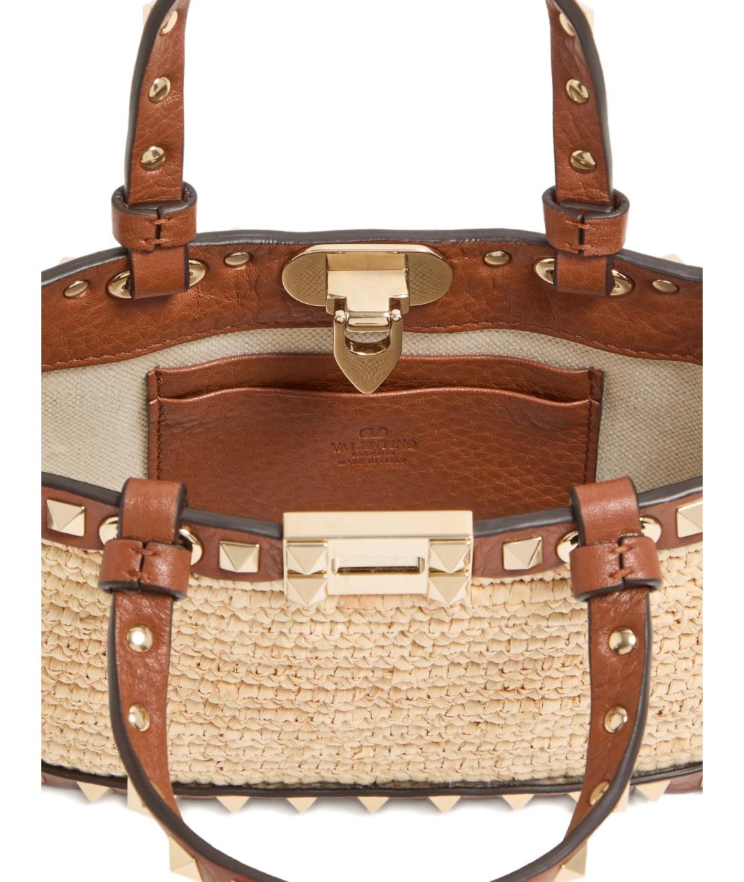 VALENTINO Бежевая пелетеная сумка тоут, фото 5