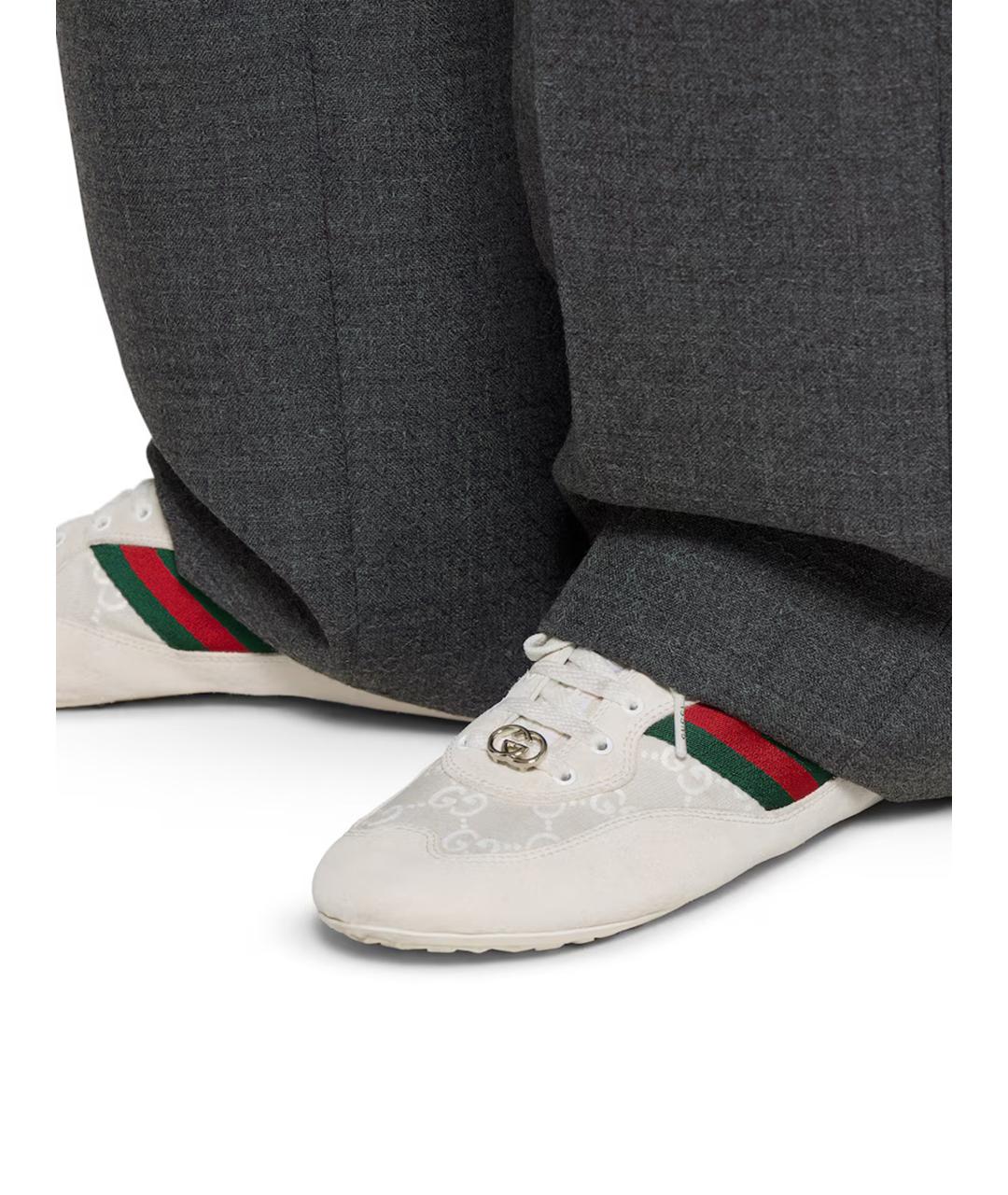 GUCCI Белые кожаные кроссовки, фото 4