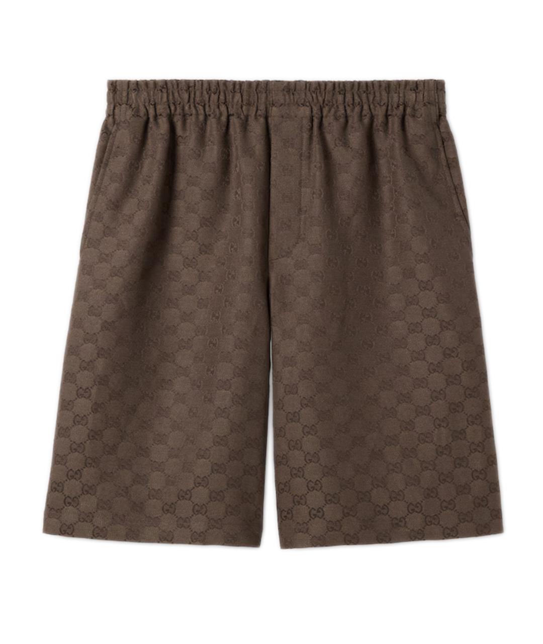 GUCCI Коричневые льняные шорты, фото 1
