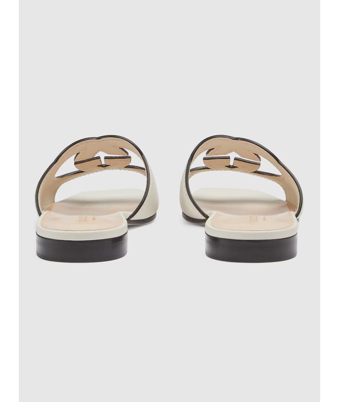 GUCCI Белые кожаные шлепанцы, фото 4