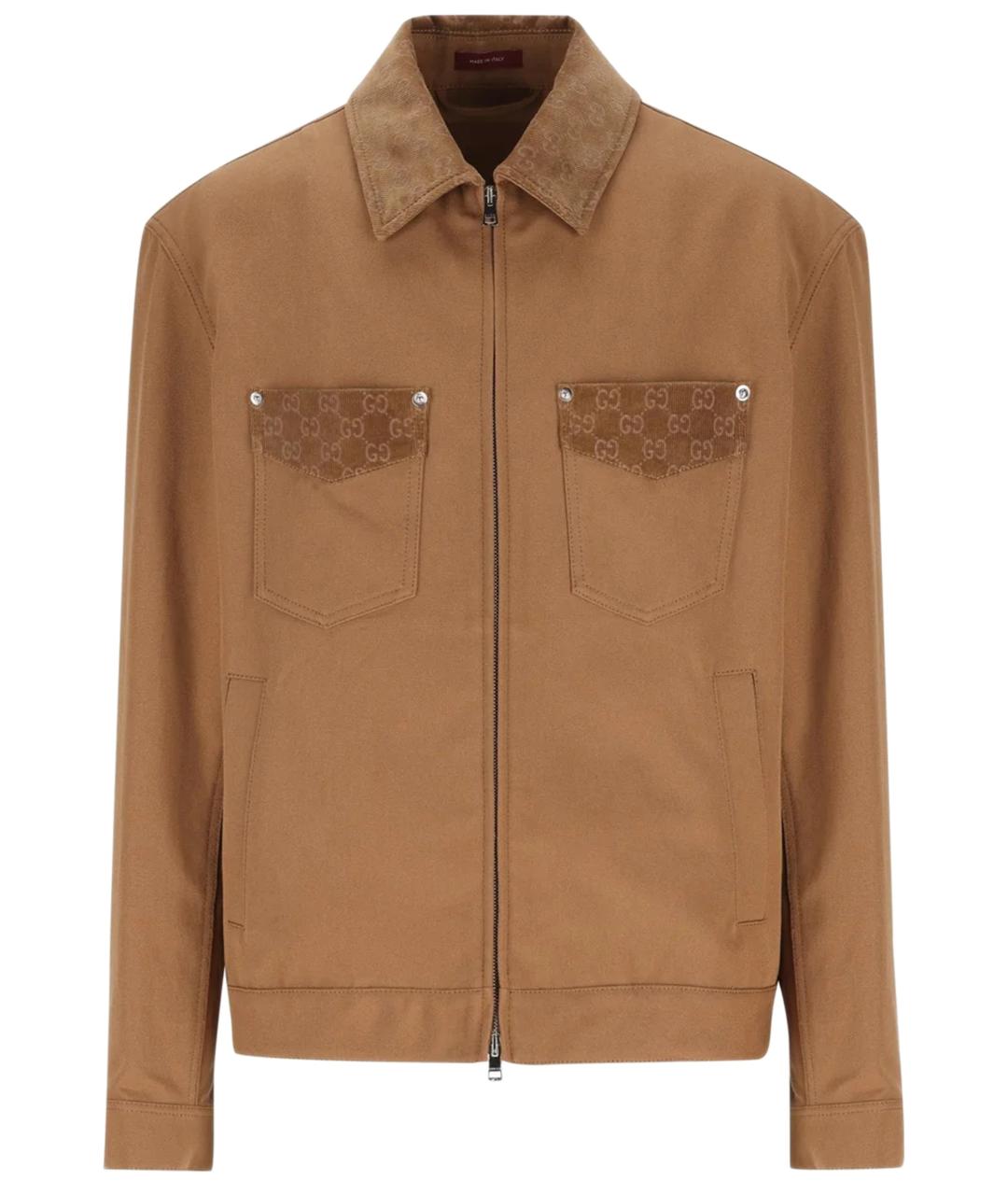 GUCCI Коричневая хлопковая куртка, фото 1