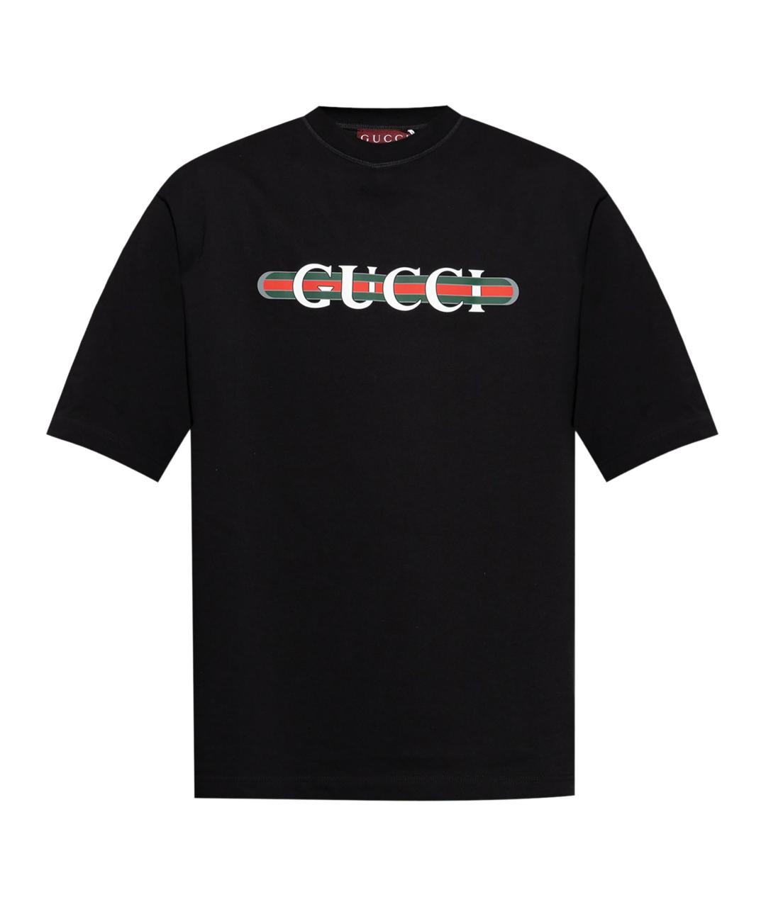 GUCCI Черная хлопковая футболка, фото 1