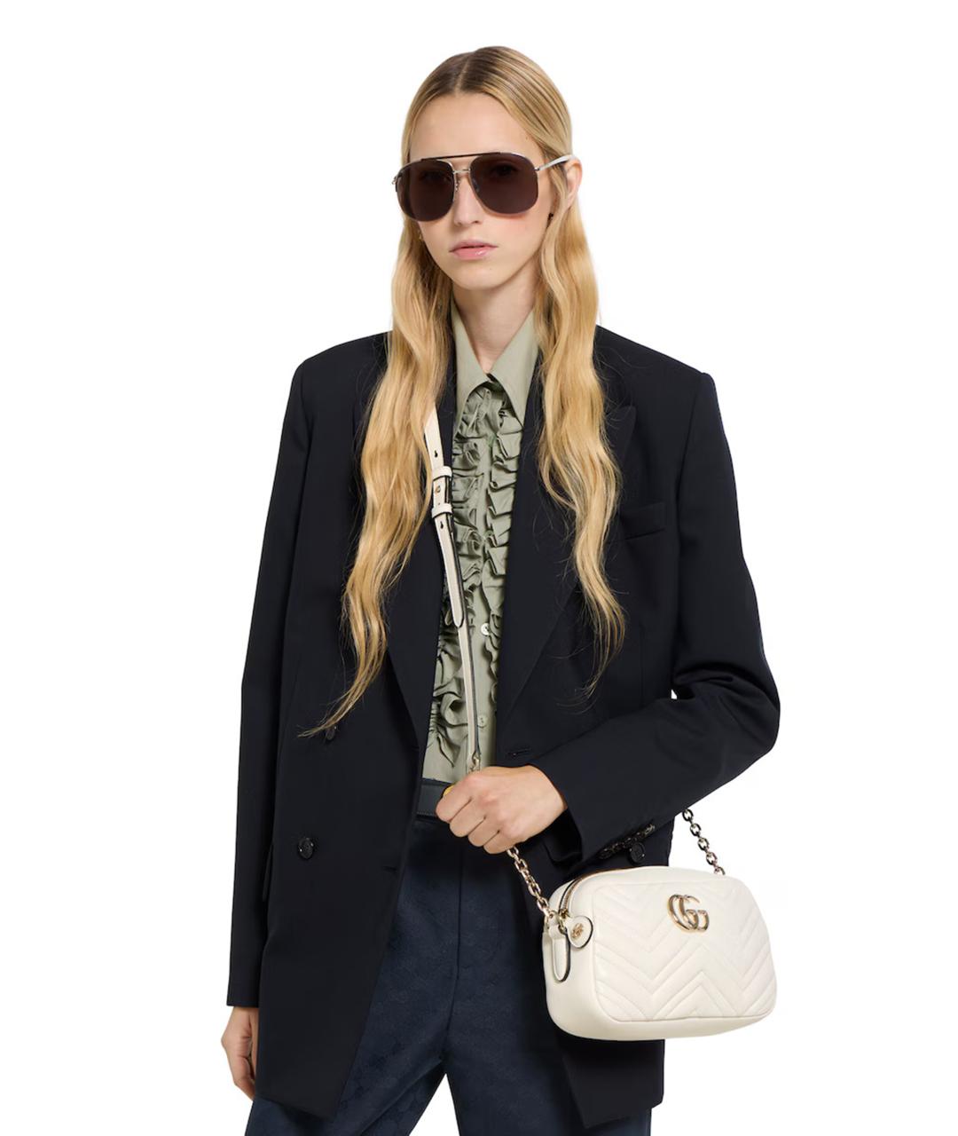 GUCCI Белая кожаная сумка через плечо, фото 2