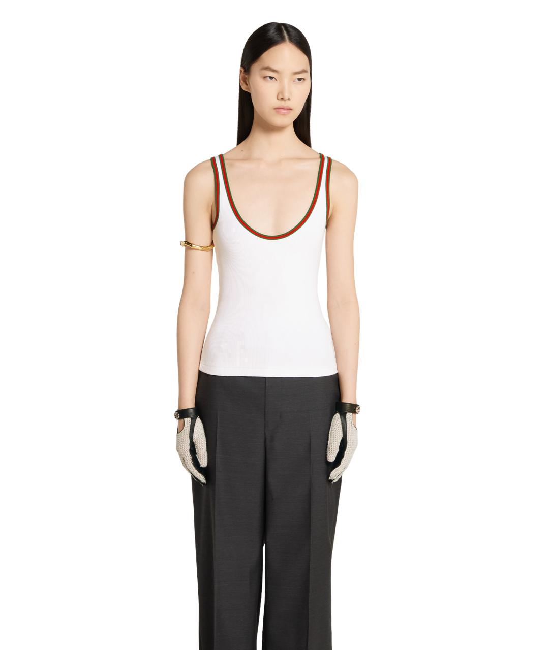 GUCCI Белая хлопковая майка, фото 3