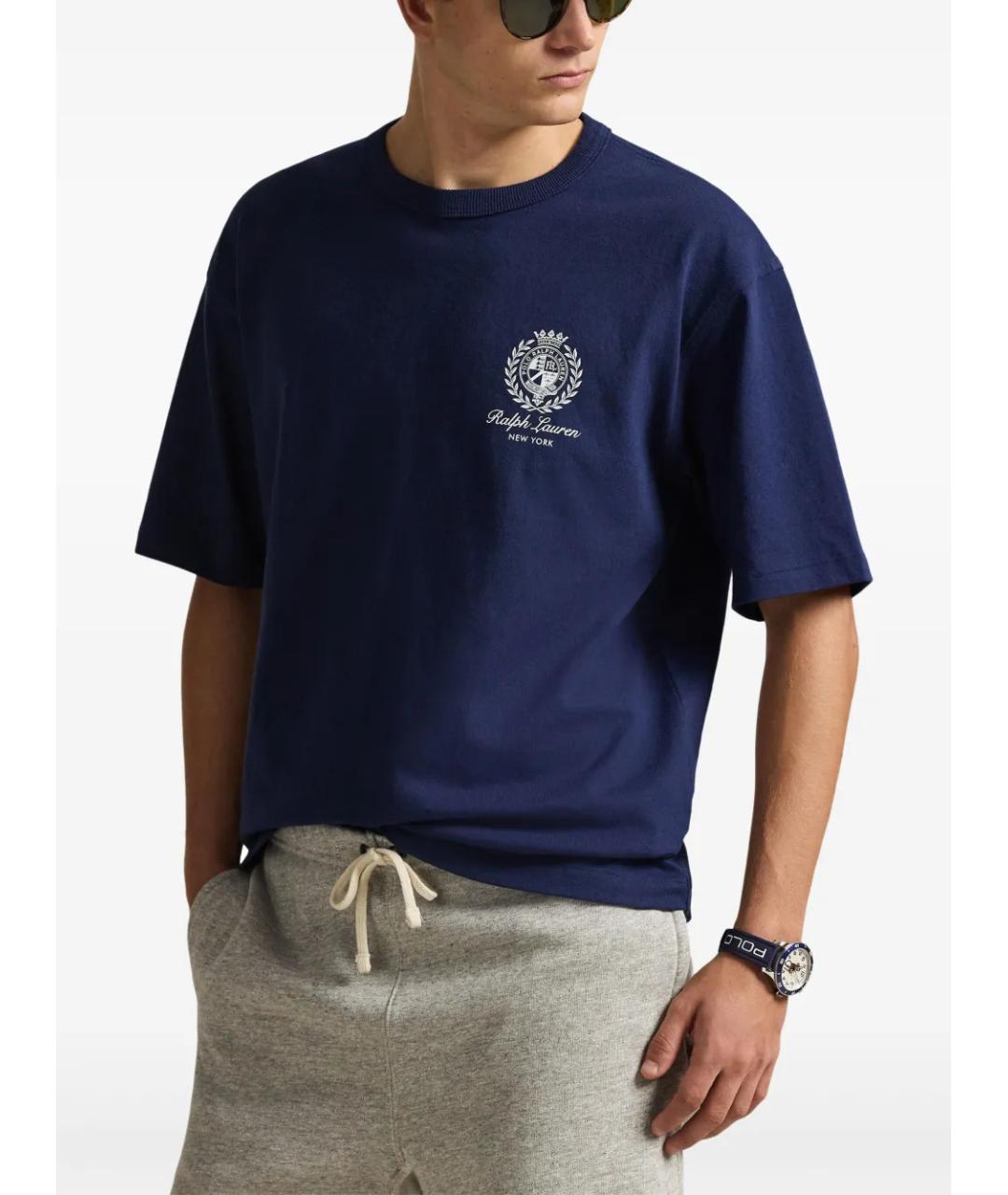 POLO RALPH LAUREN Синяя хлопковая футболка, фото 3