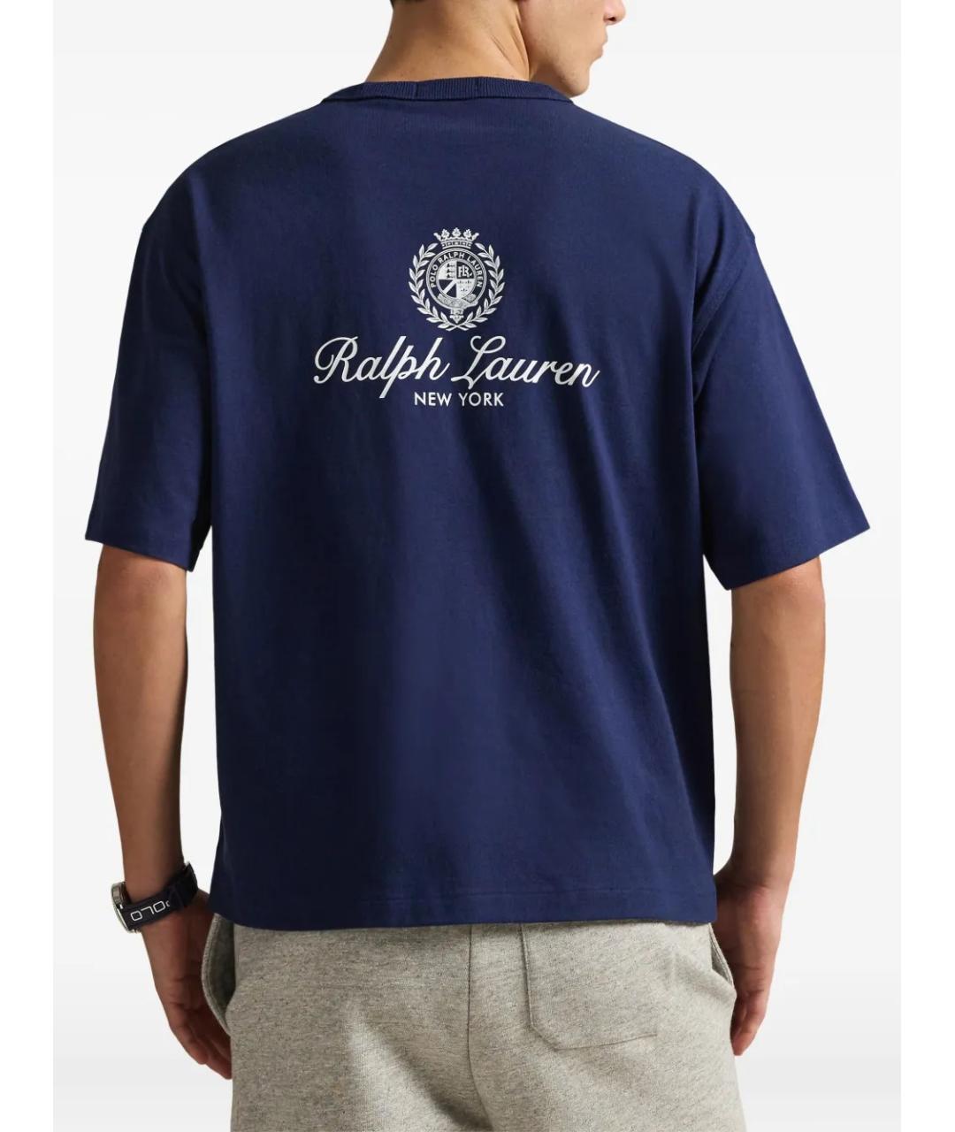 POLO RALPH LAUREN Синяя хлопковая футболка, фото 4