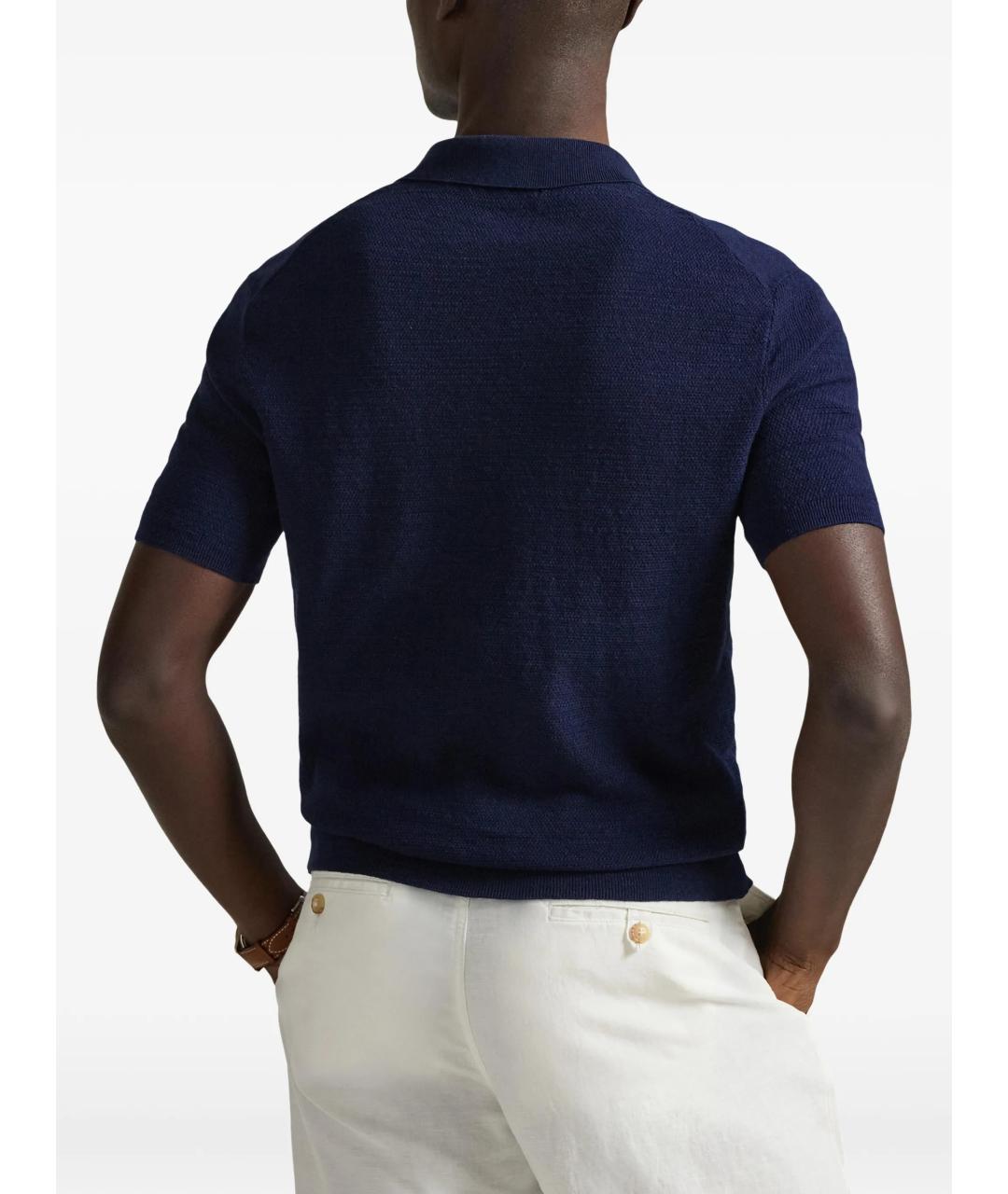 POLO RALPH LAUREN Синее хлопковое поло с коротким рукавом, фото 4