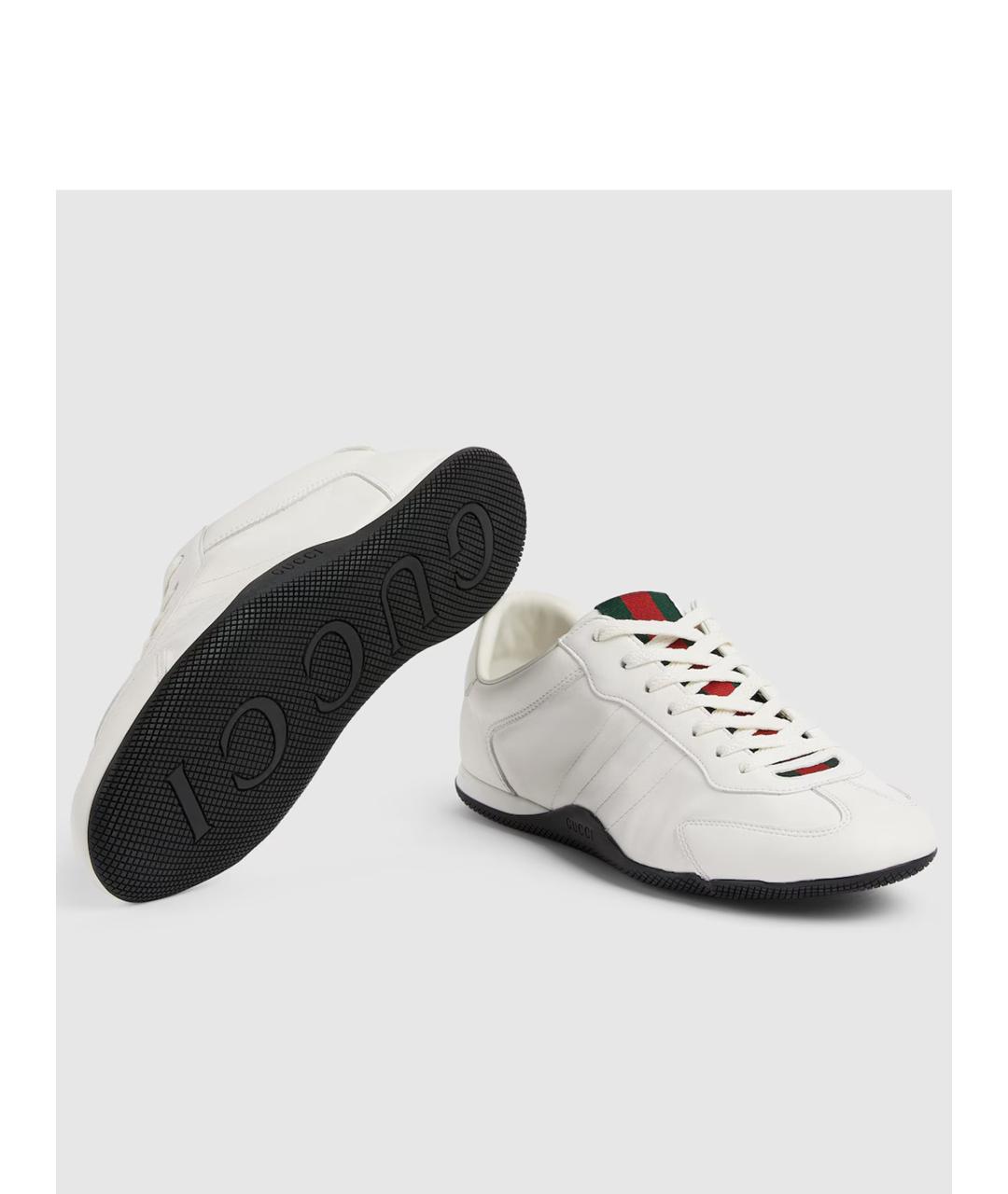GUCCI Белые кожаные низкие кроссовки / кеды, фото 6