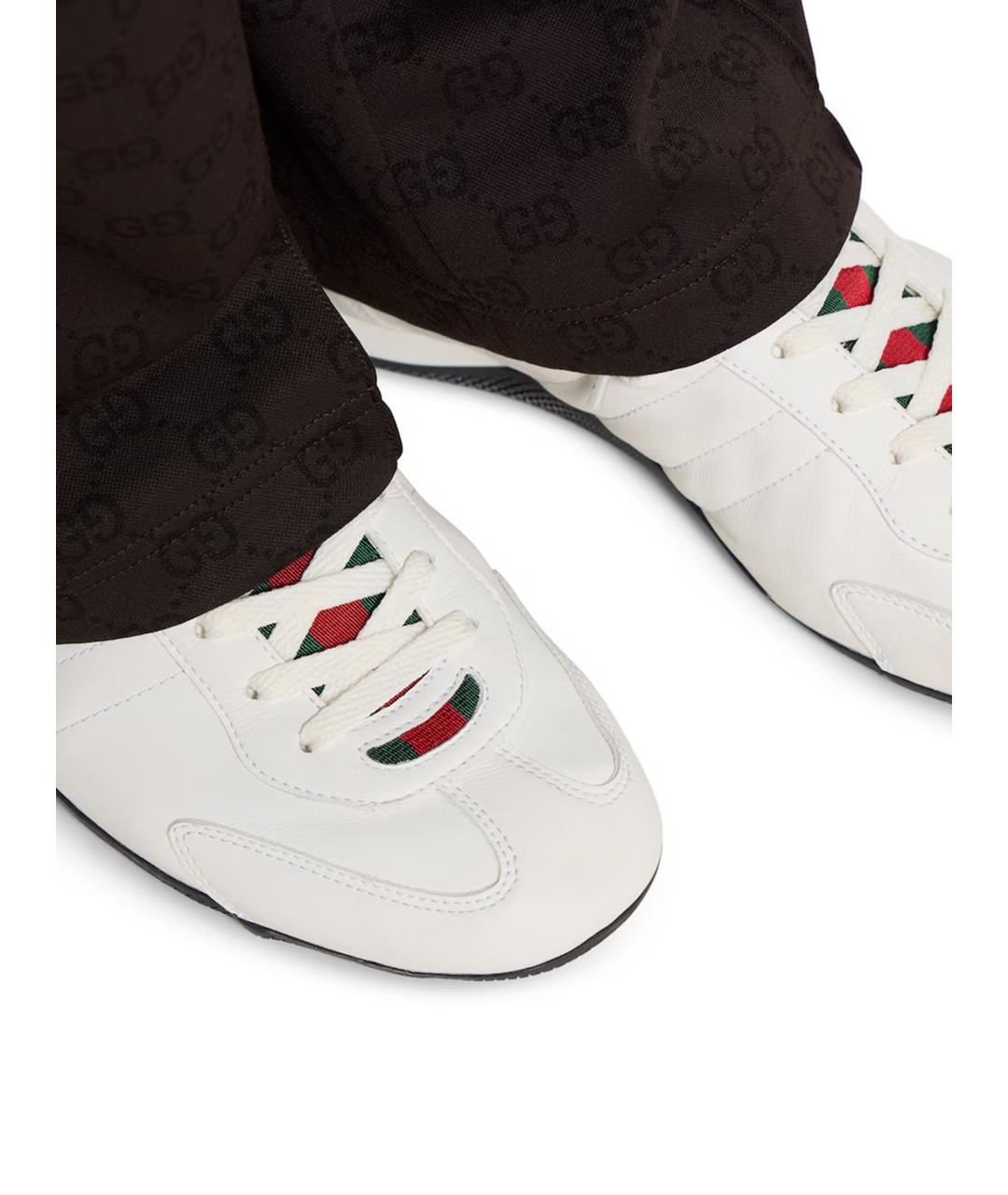 GUCCI Белые кожаные низкие кроссовки / кеды, фото 4