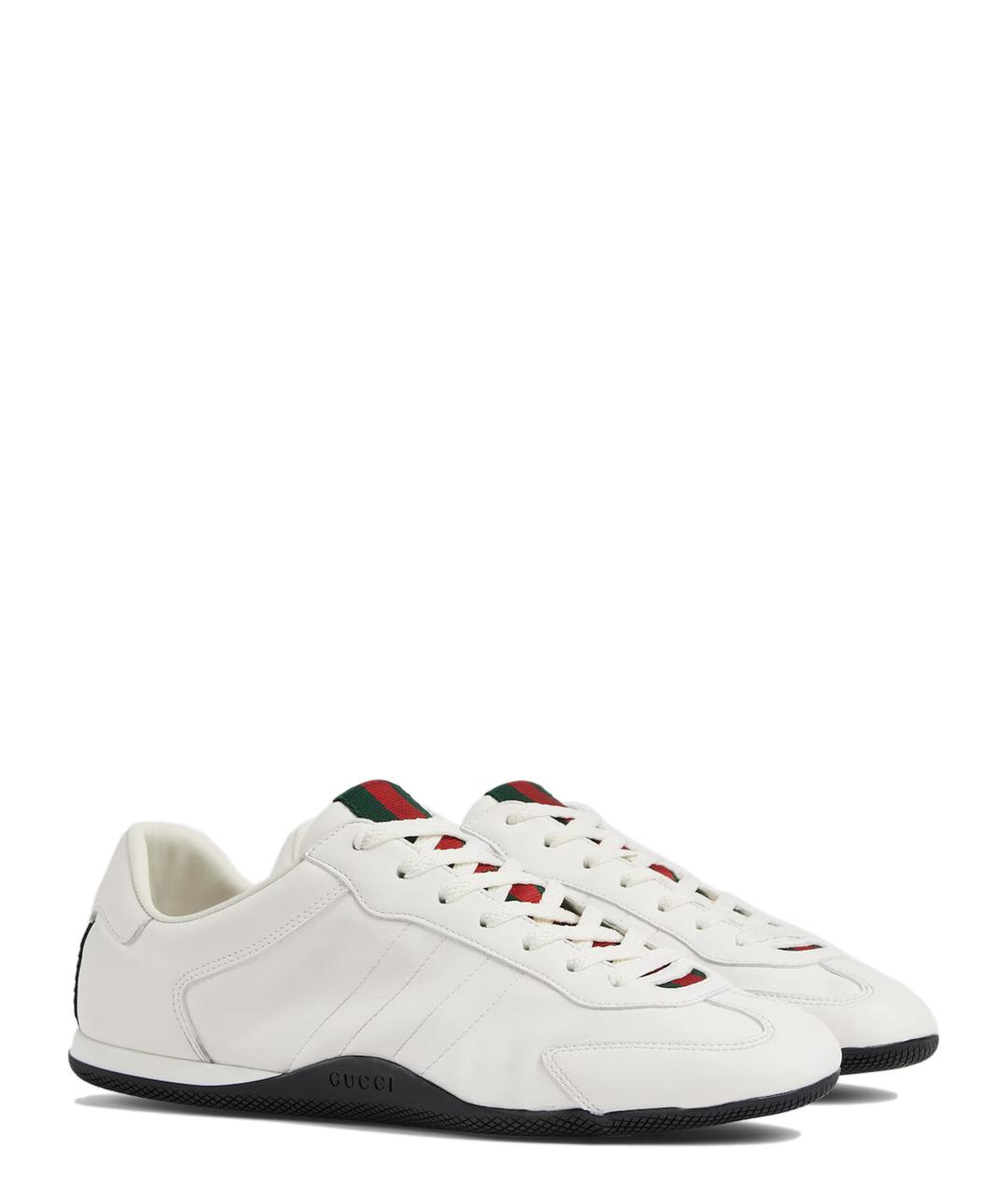 GUCCI Белые кожаные низкие кроссовки / кеды, фото 2
