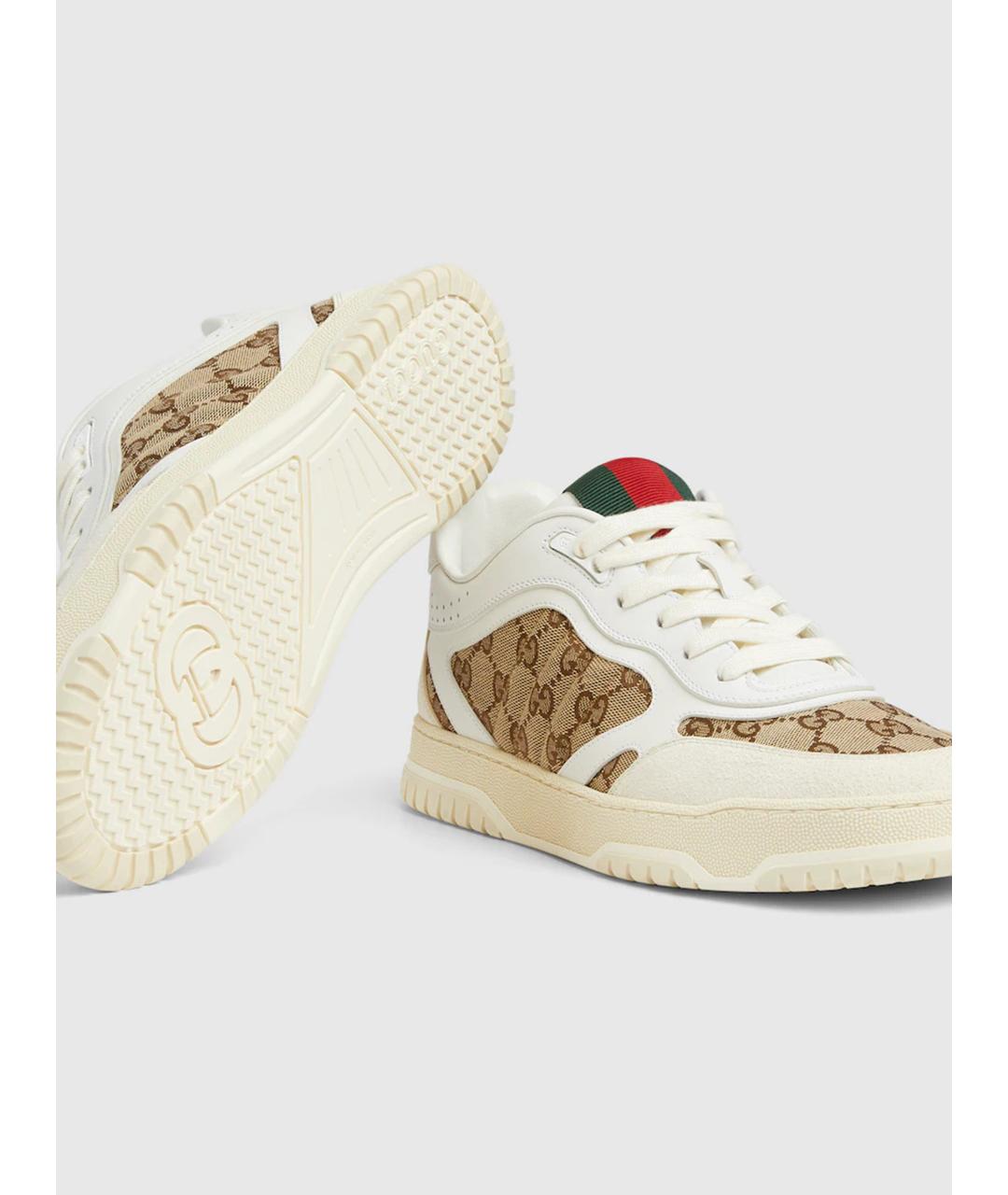 GUCCI Белые текстильные низкие кроссовки / кеды, фото 6