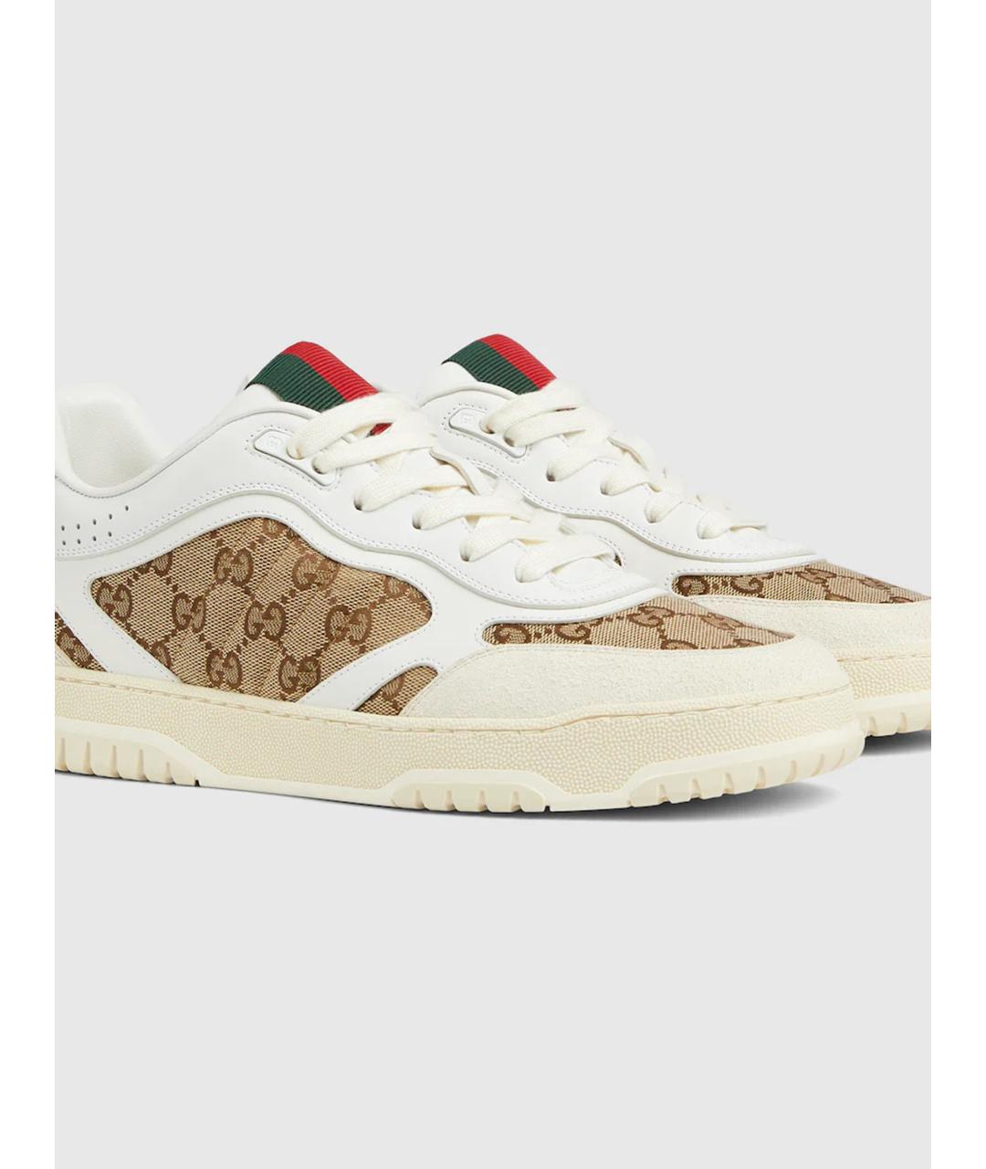 GUCCI Белые текстильные низкие кроссовки / кеды, фото 2