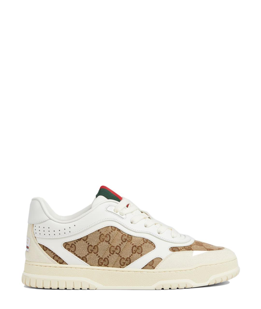 GUCCI Белые текстильные низкие кроссовки / кеды, фото 1