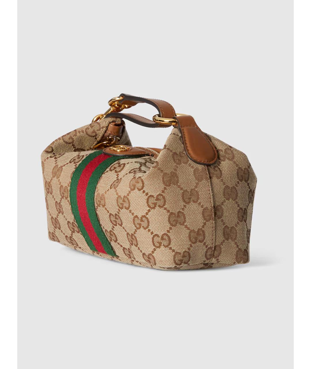 GUCCI Бежевая тканевая сумка с короткими ручками, фото 6