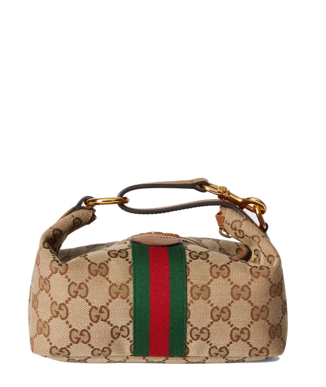 GUCCI Бежевая тканевая сумка с короткими ручками, фото 1