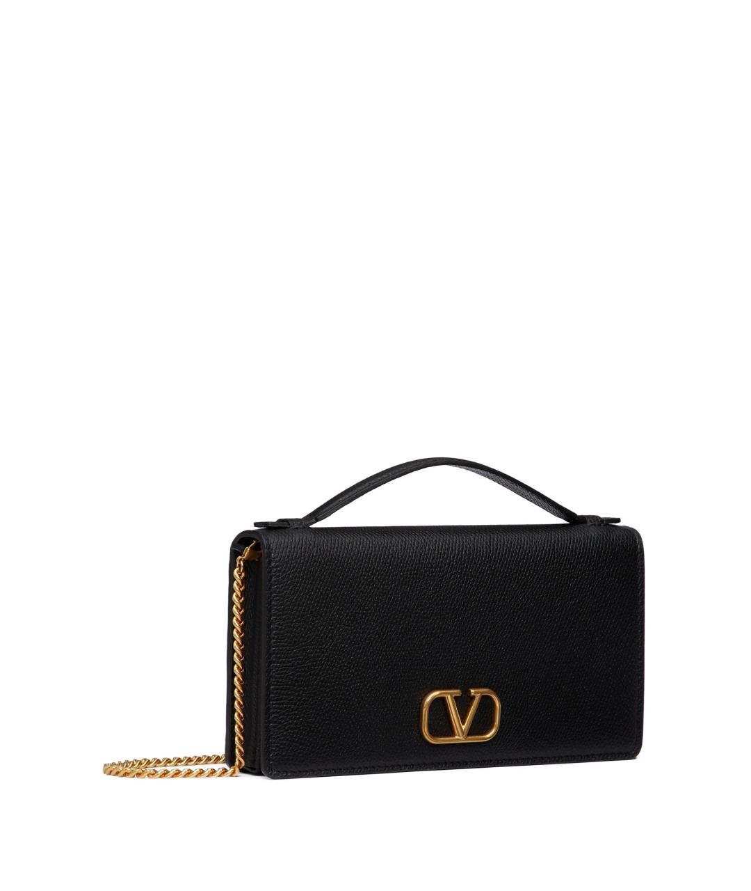 VALENTINO Черная кожаная сумка с короткими ручками, фото 3