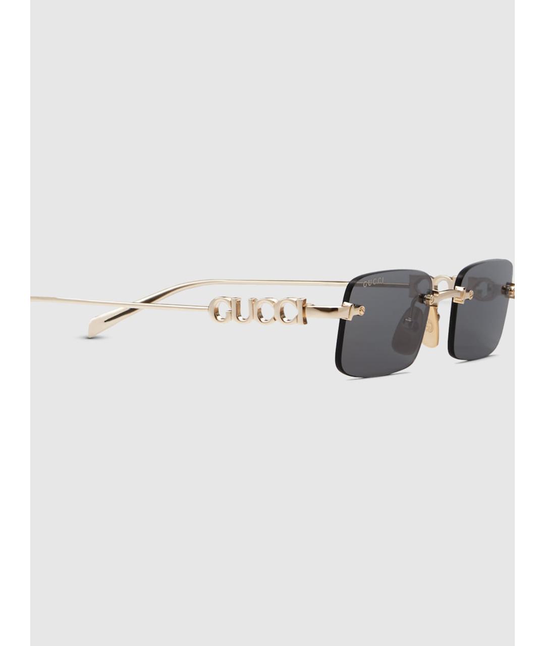 GUCCI Золотые металлические солнцезащитные очки, фото 3