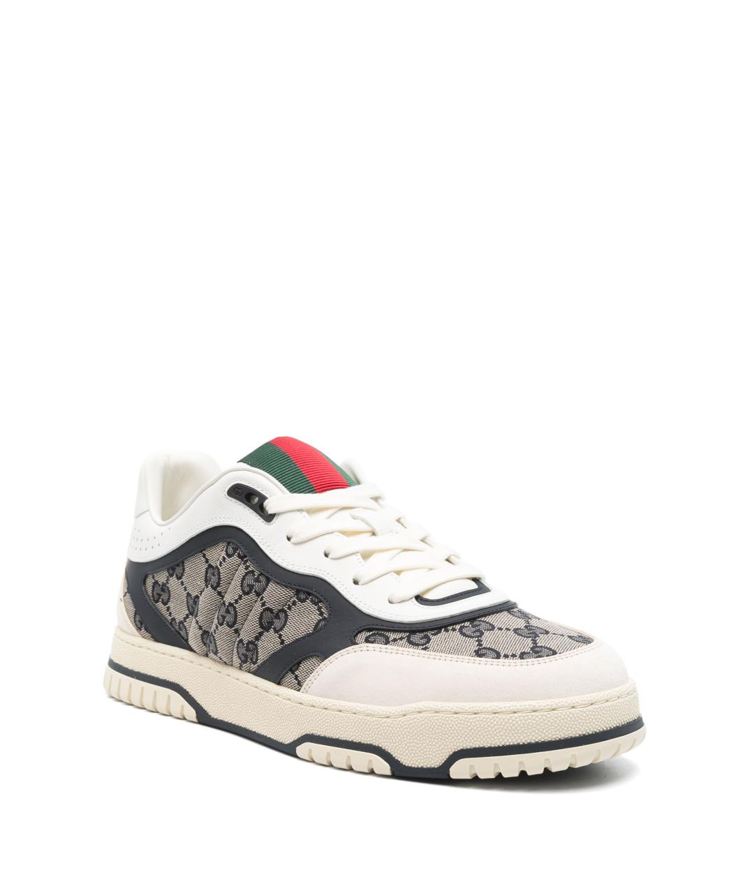 GUCCI Белые текстильные низкие кроссовки / кеды, фото 2