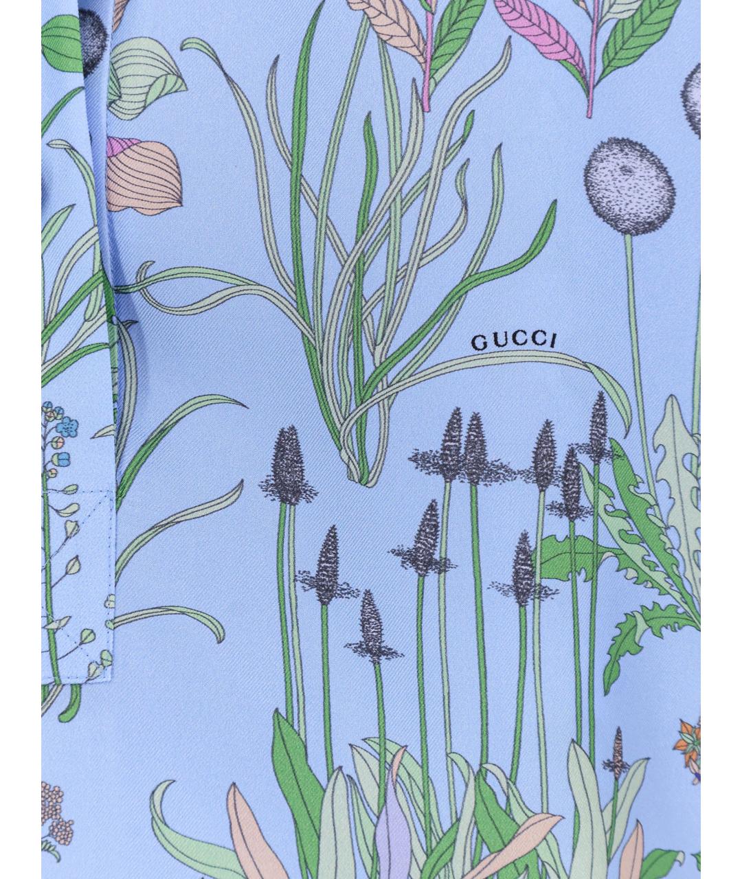 GUCCI Голубая шелковая блузы, фото 3