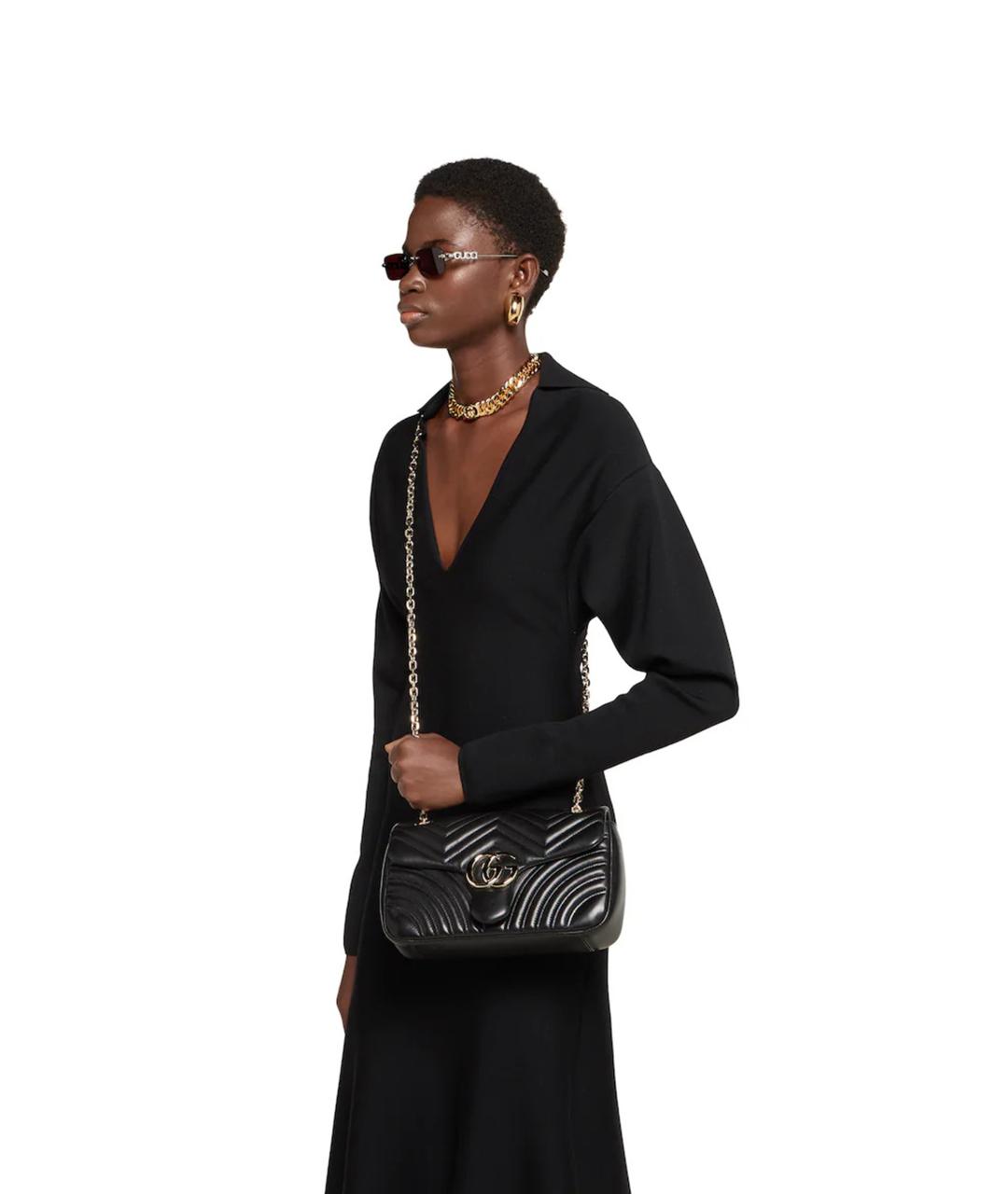 GUCCI Черная кожаная сумка через плечо, фото 4