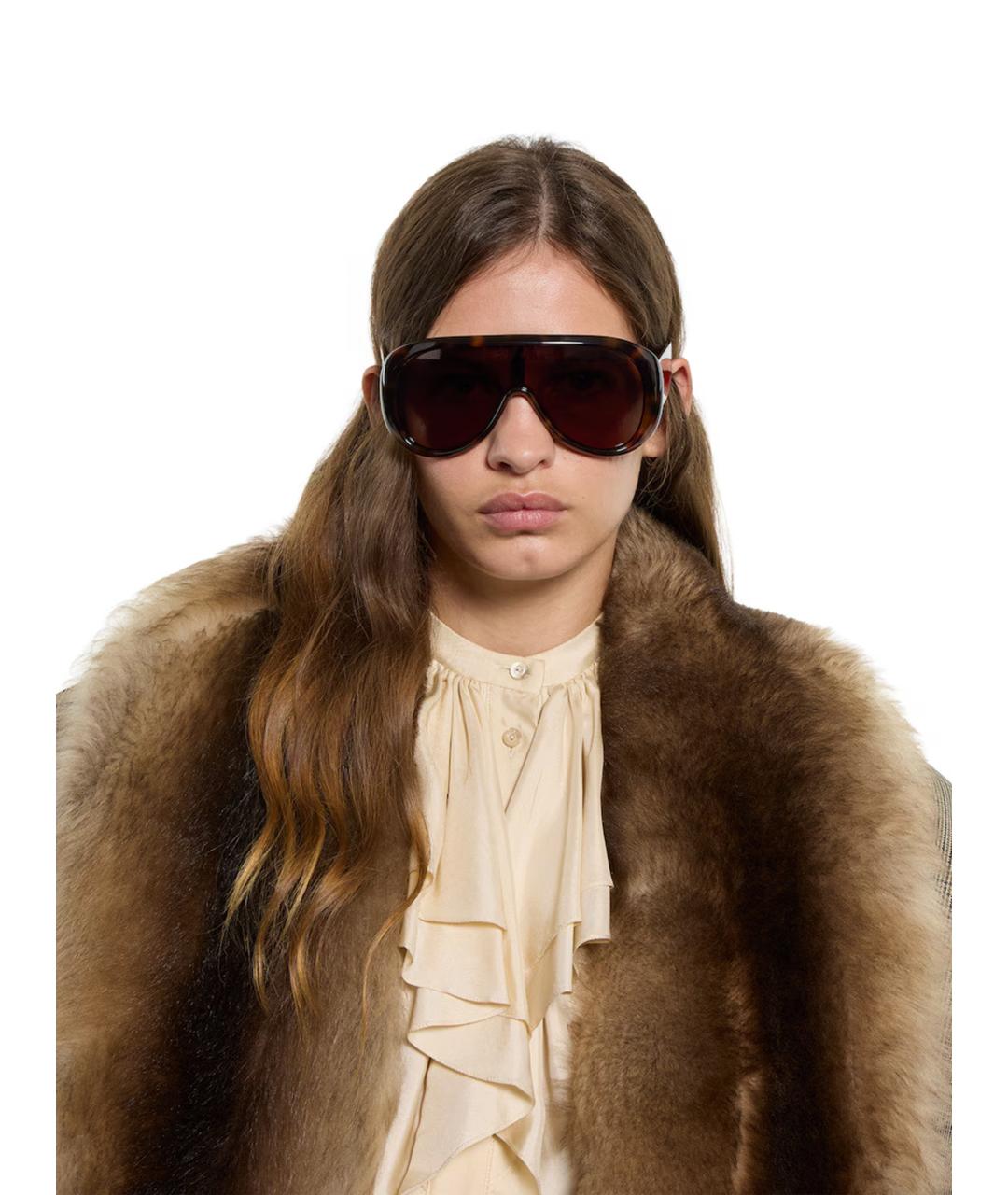 GUCCI Коричневые пластиковые солнцезащитные очки, фото 2