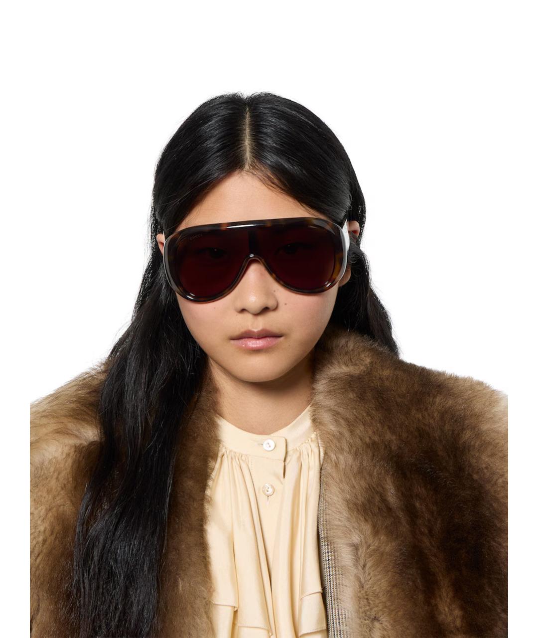 GUCCI Коричневые пластиковые солнцезащитные очки, фото 4