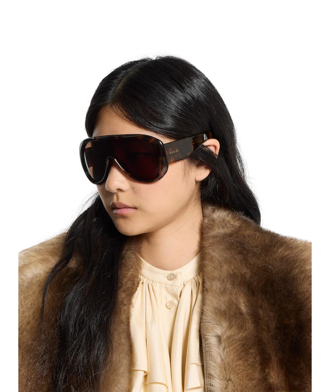 GUCCI Коричневые пластиковые солнцезащитные очки, фото 5