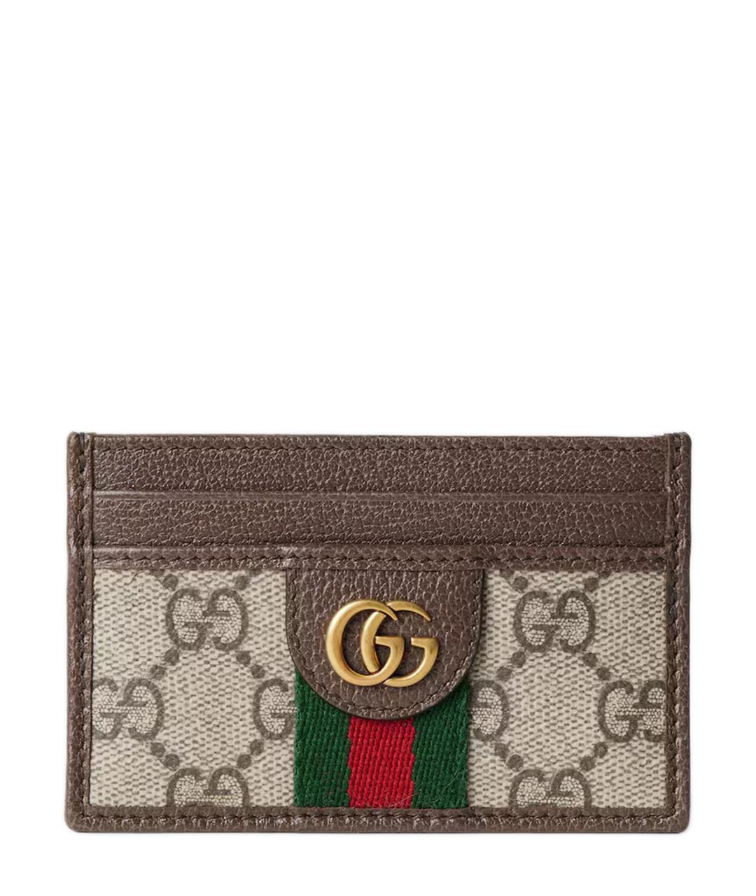 GUCCI Коричневый кожаный кардхолдер, фото 1