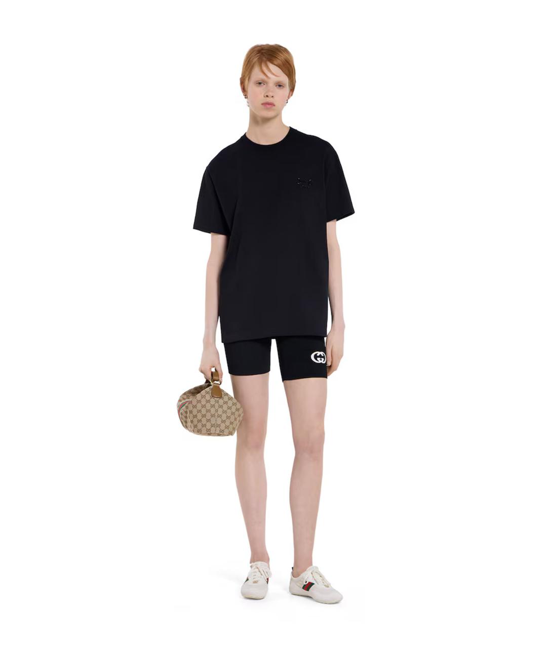 GUCCI Черная хлопковая футболка, фото 2