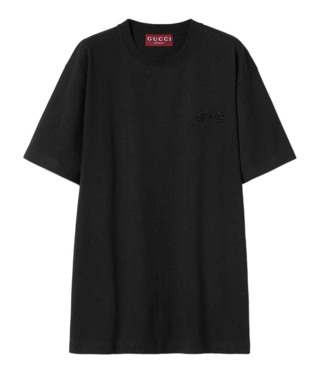 GUCCI Черная хлопковая футболка, фото 1