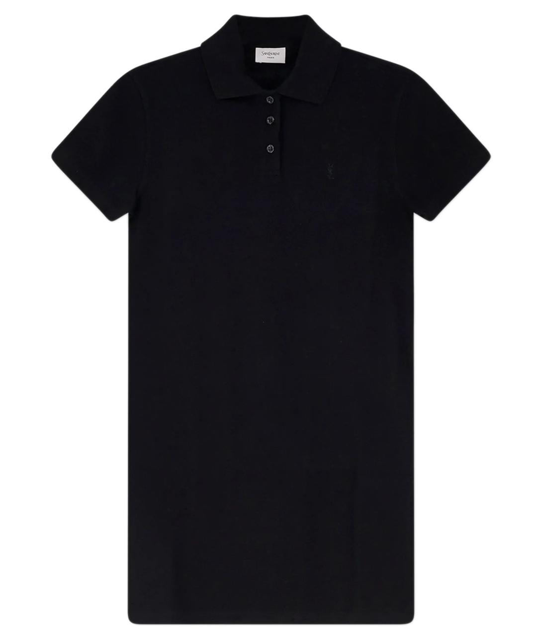 SAINT LAURENT Черное хлопковое повседневное платье, фото 1