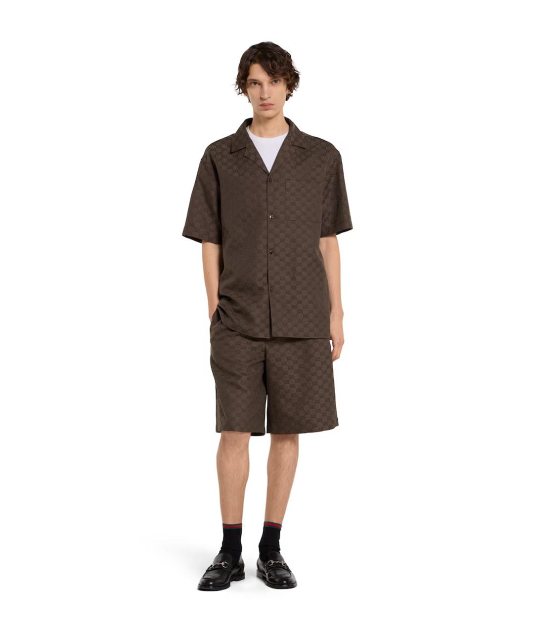 GUCCI Коричневая льняная кэжуал рубашка, фото 2