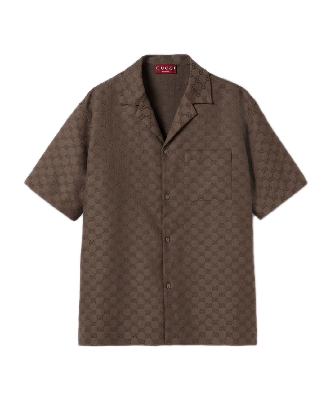 GUCCI Коричневая льняная кэжуал рубашка, фото 1