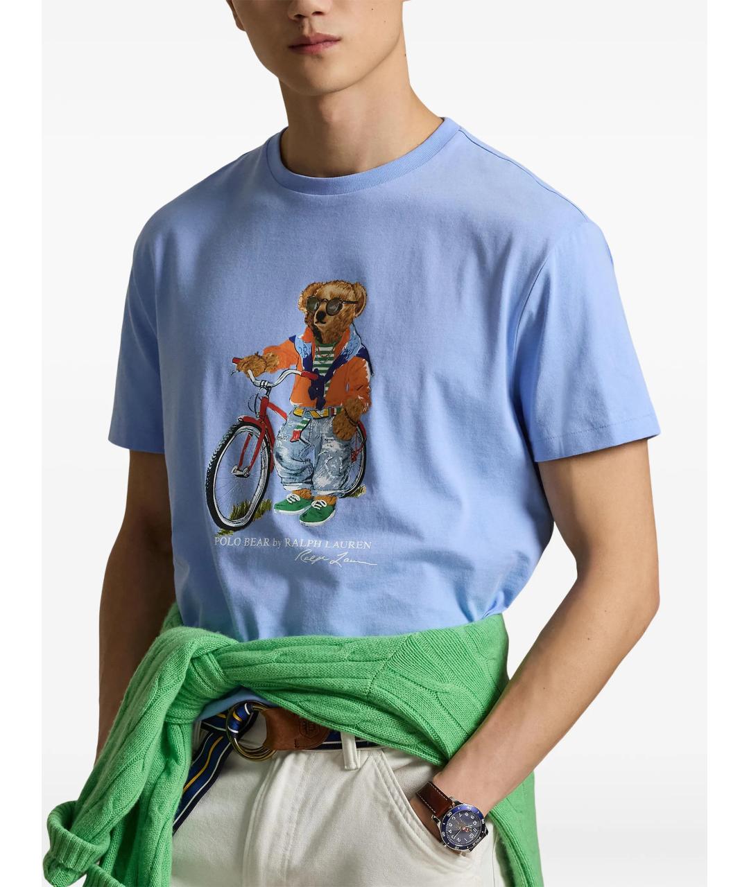 POLO RALPH LAUREN Голубая хлопковая футболка, фото 4