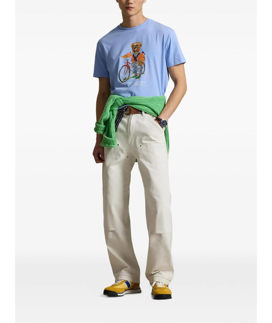 POLO RALPH LAUREN Голубая хлопковая футболка, фото 2