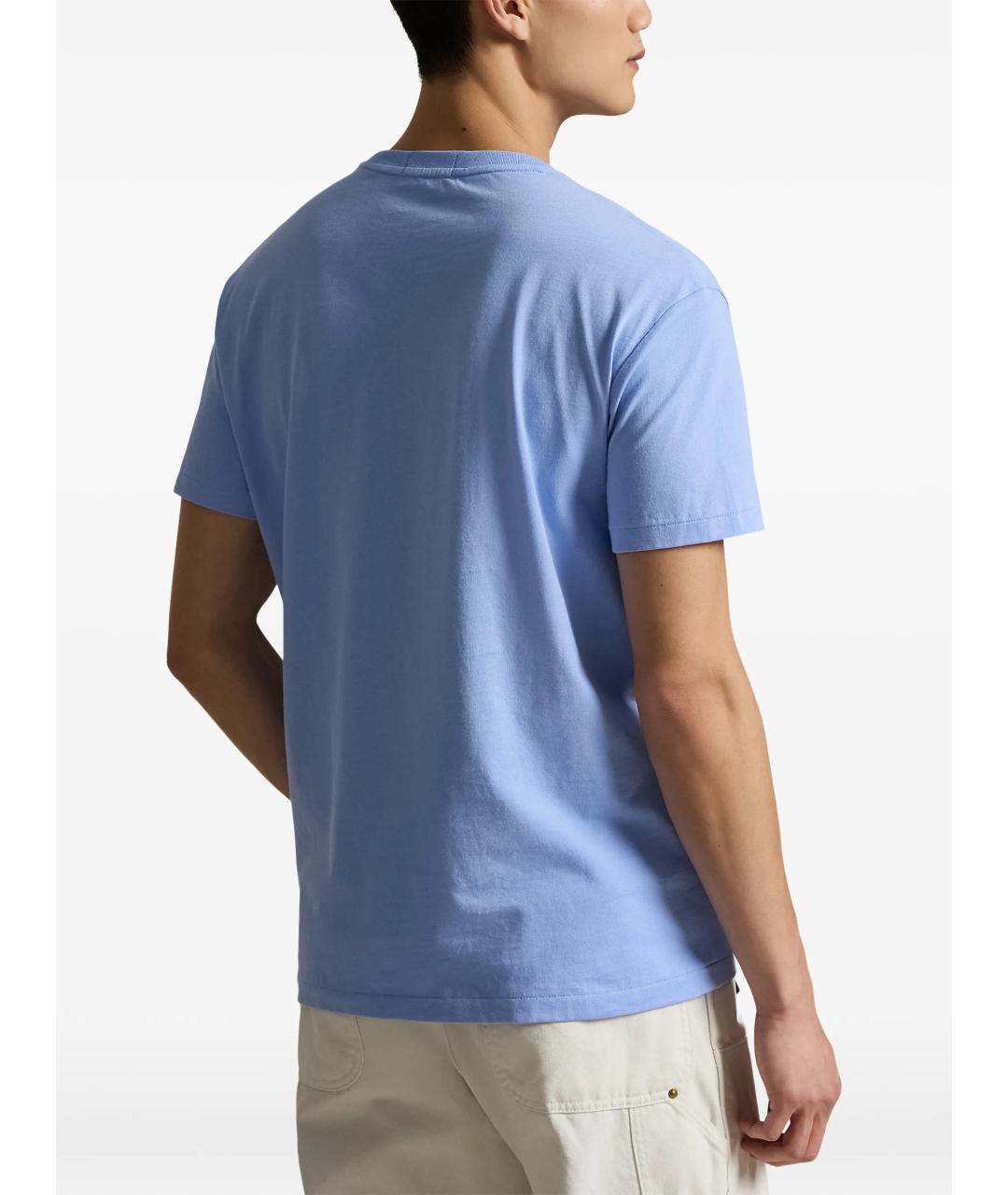 POLO RALPH LAUREN Голубая хлопковая футболка, фото 3
