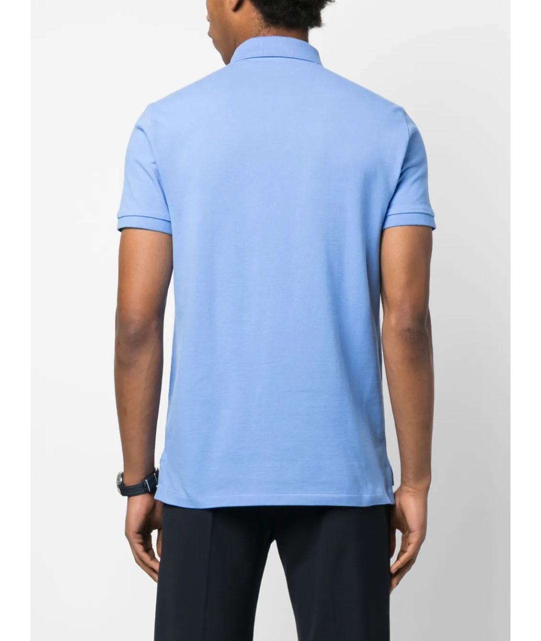 POLO RALPH LAUREN Голубое хлопковое поло с коротким рукавом, фото 4
